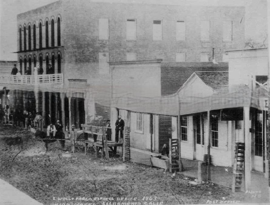 Union Hotel and Wells Fargo Express, 2nd Street between J & K Streets, 1863