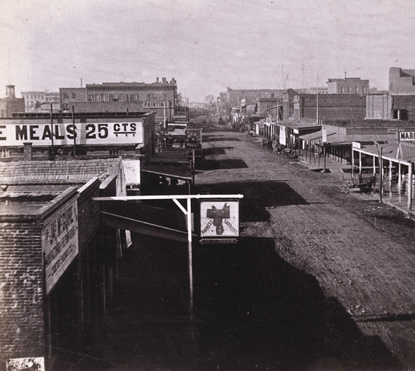 Sacramento City, K Street, from Masonic Hall, 1860s