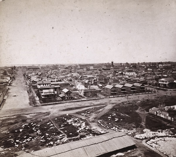 Sacramento City from the new Capitol Building, Looking Northwest--the River in the distance, 1860s