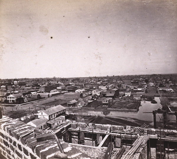 Sacramento City from the new Capitol Building, Looking North--Ninth Street at the right, 1860s