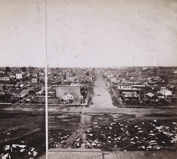 Sacramento City from the new Capitol Building, Looking west. M Street, 1860s