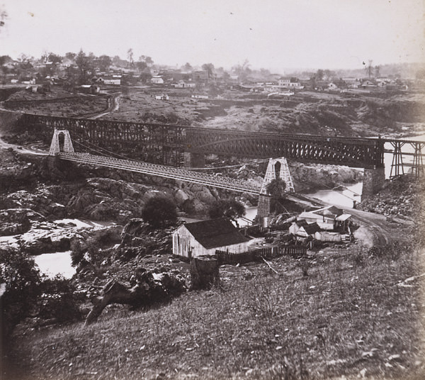 The Railroad and Suspension Bridges, Folsom, Sacramento County, 1860s