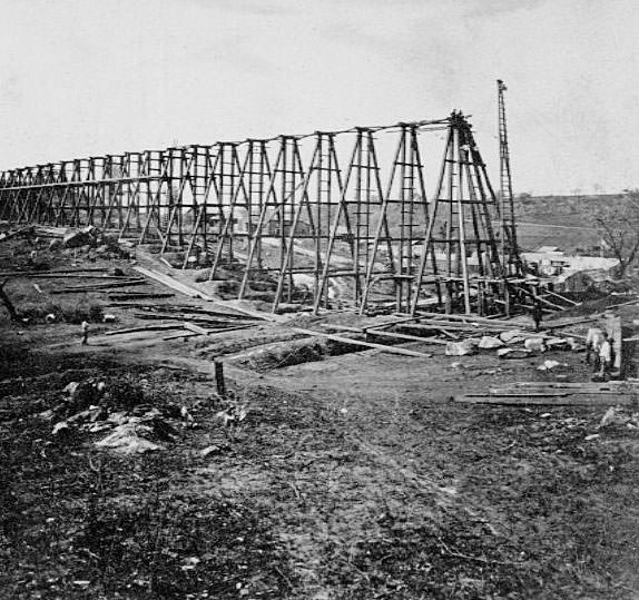Building Trestle at New Castle, Placer County.1860s,