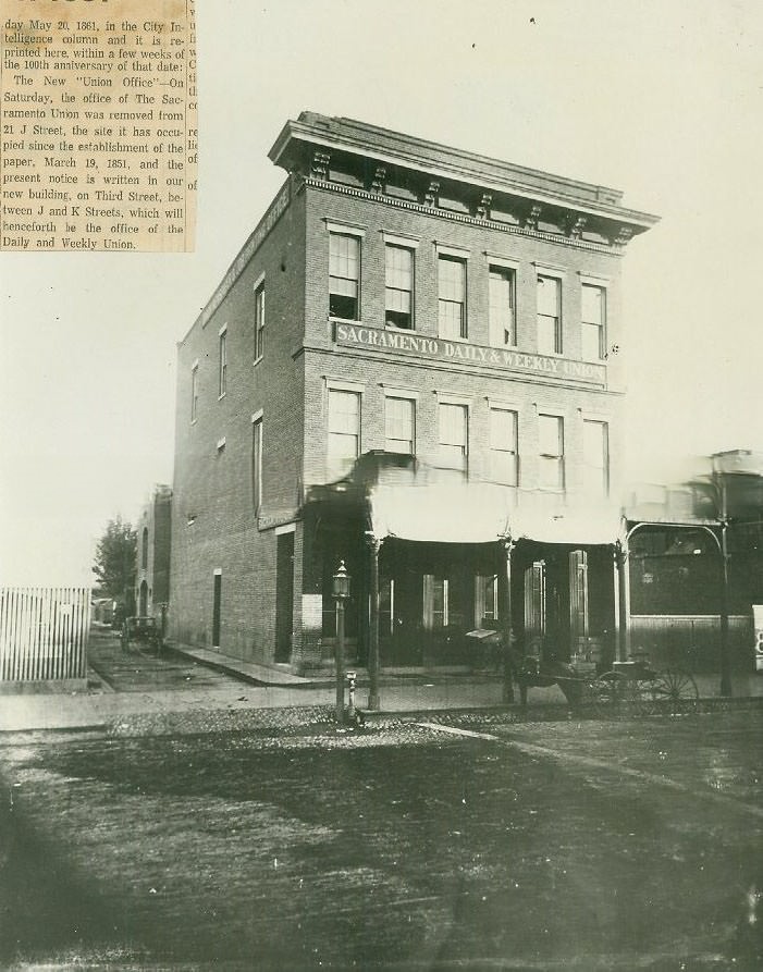 Sacramento Daily & Weeklyl Union newspaper building, 1860s