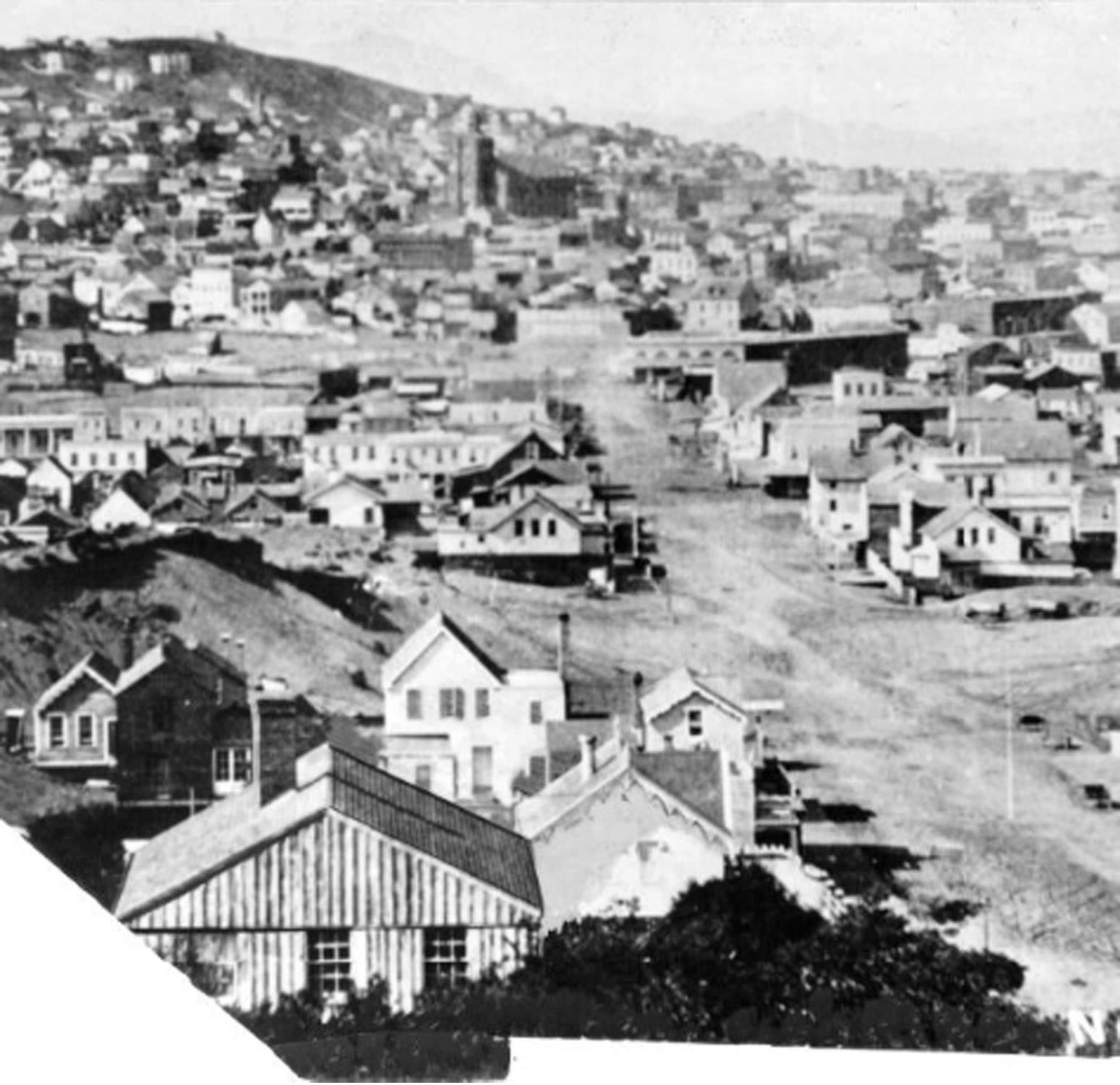 Looking north on Folsom Street from 2nd Street, 1856