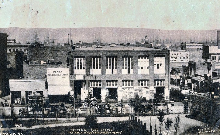 Sixth Post Office located in the northeast corner of Kearny and Clay streets, 1856