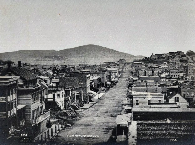 Stockton Street, overlooking the bay, 1856