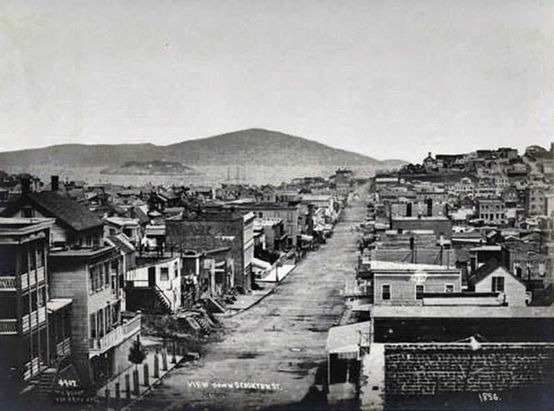 Stockton Street, overlooking the bay, 1856