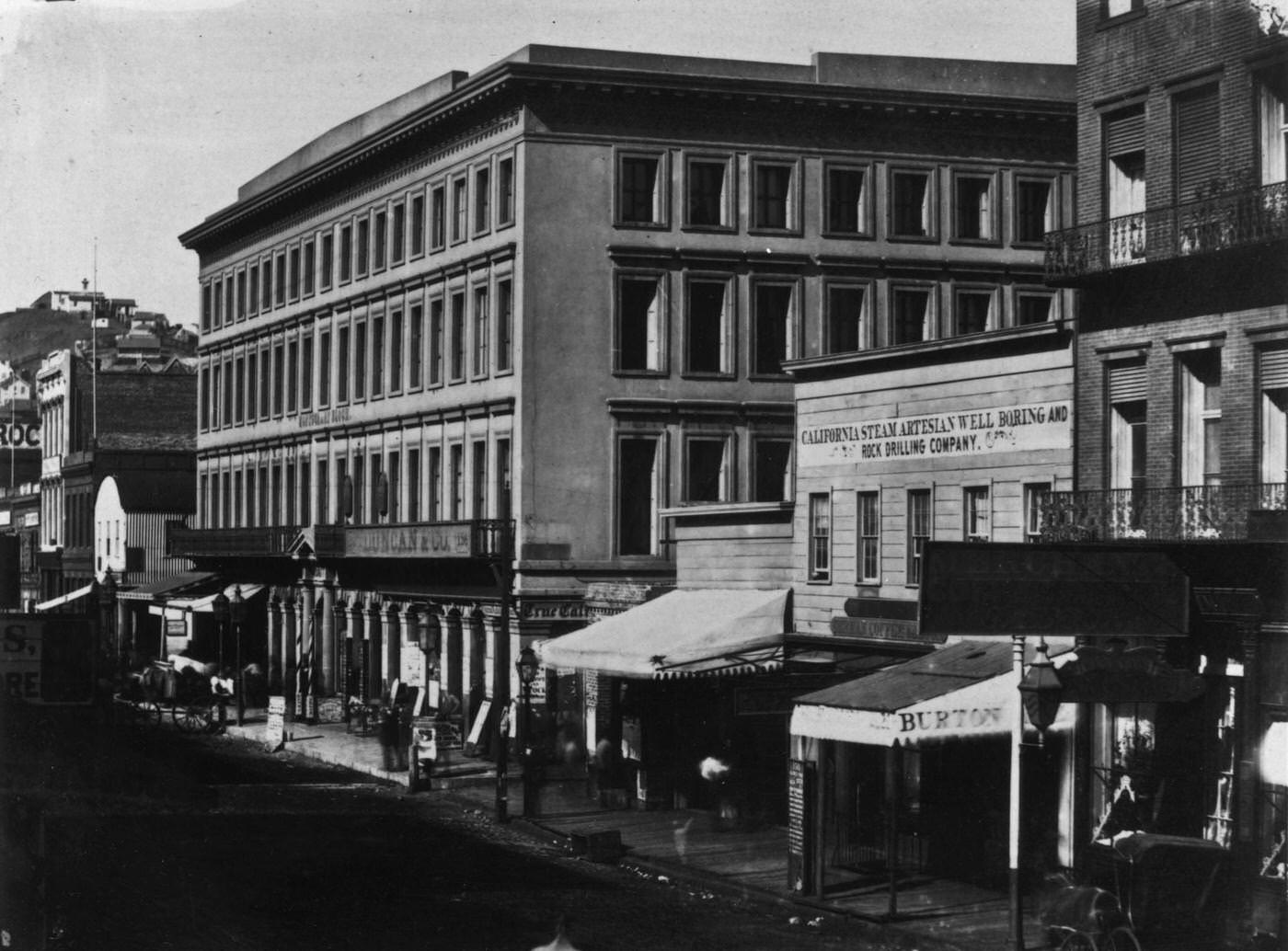 A view of Montgomery Street partially cast in shadow, San Francisco, 1855.