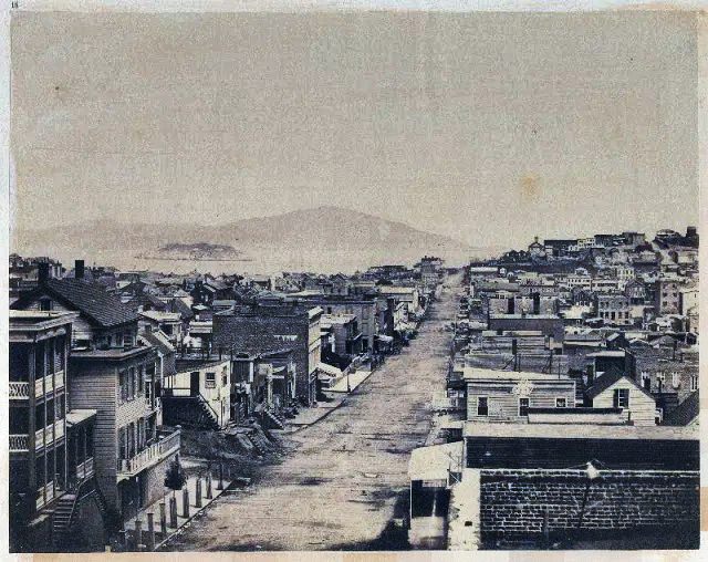 View down Stockton Street, 1850s