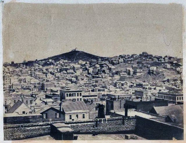 Telegraph Hill, as seen from Stockton, 1850s