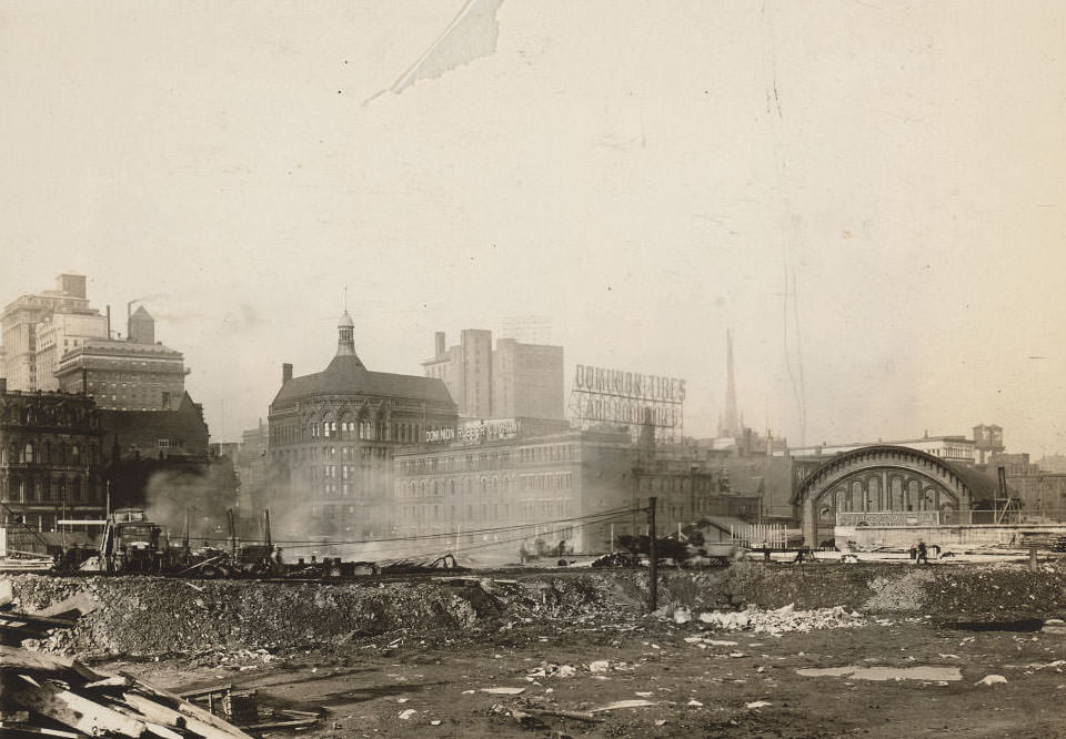 Looking northeast towards Yonge & Front - Future site of the Dominion Public Building at the southeast corner completed in 1930