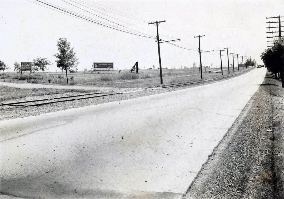 Kingston Road looking southwest towards St. Augustine's Seminary, west of Brimley Road, 1930