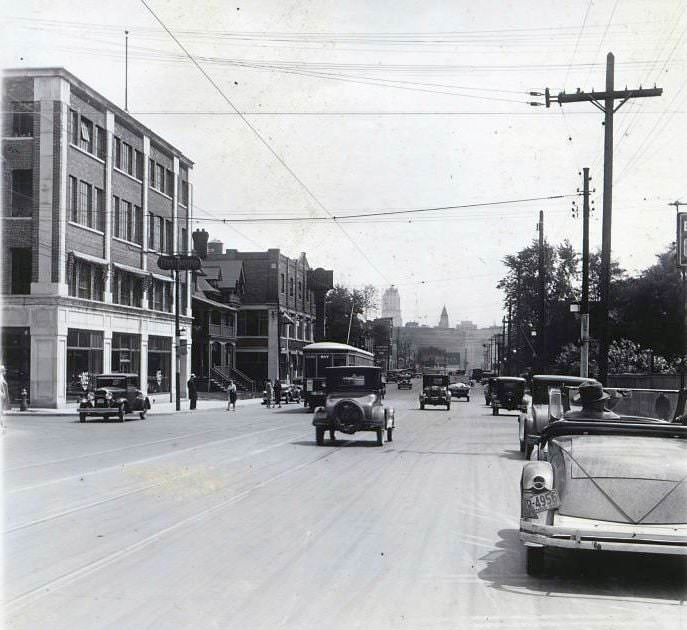 Bay Street south of Bloor looking south, 1930