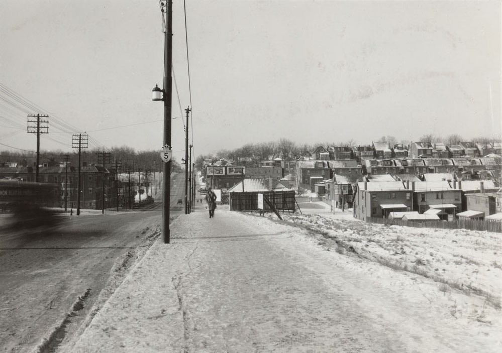 Bloor looking west towards Keele - Lot of the houses on the right were torn down when the subway went through especially on Keele, 1933