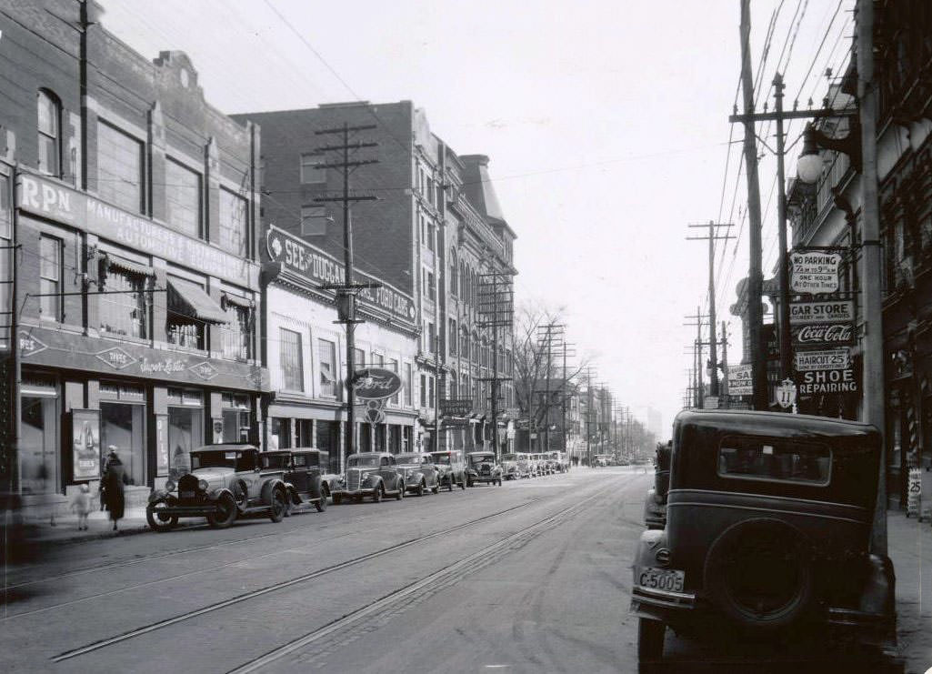 Yonge Street, east side, north of Gloucester Street. View is looking south-east, 1935