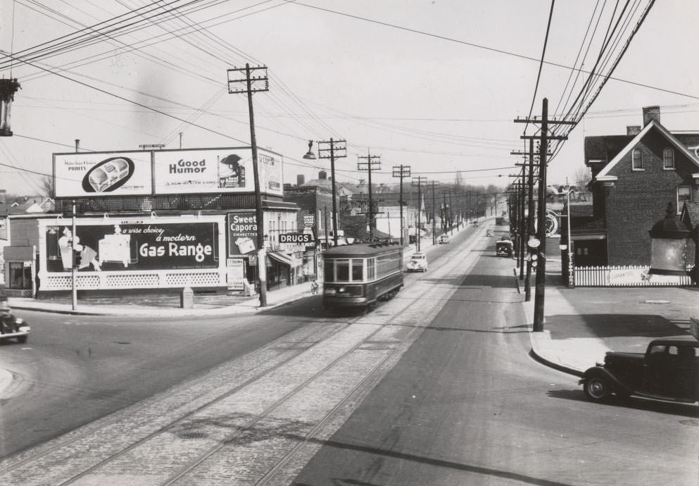 Woodbine & Kingston Road looking east, 1936