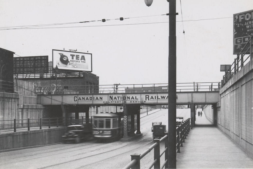 C.N.R. bridge - West of Lansdowne looking northeast, 1936