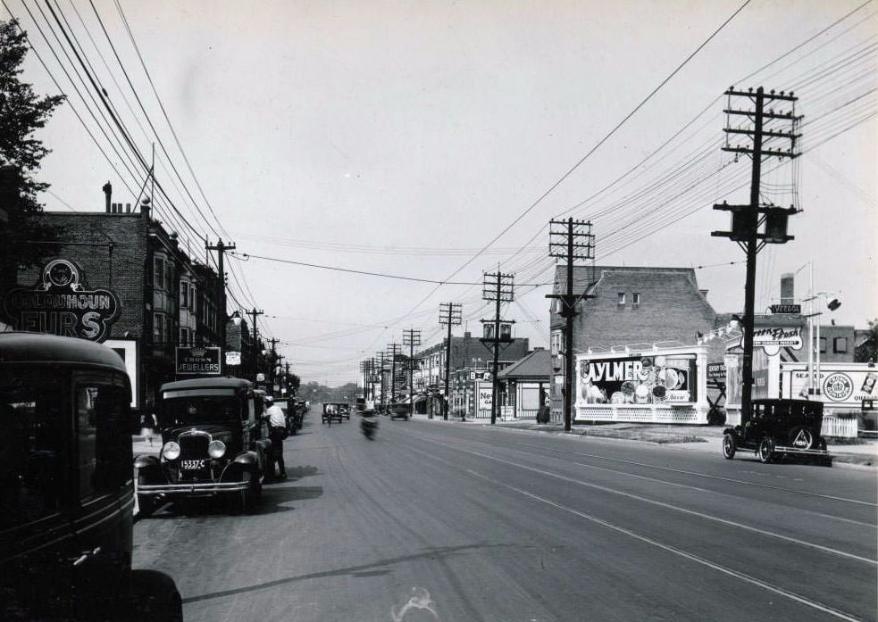 Danforth looking west towards Broadview, 1936