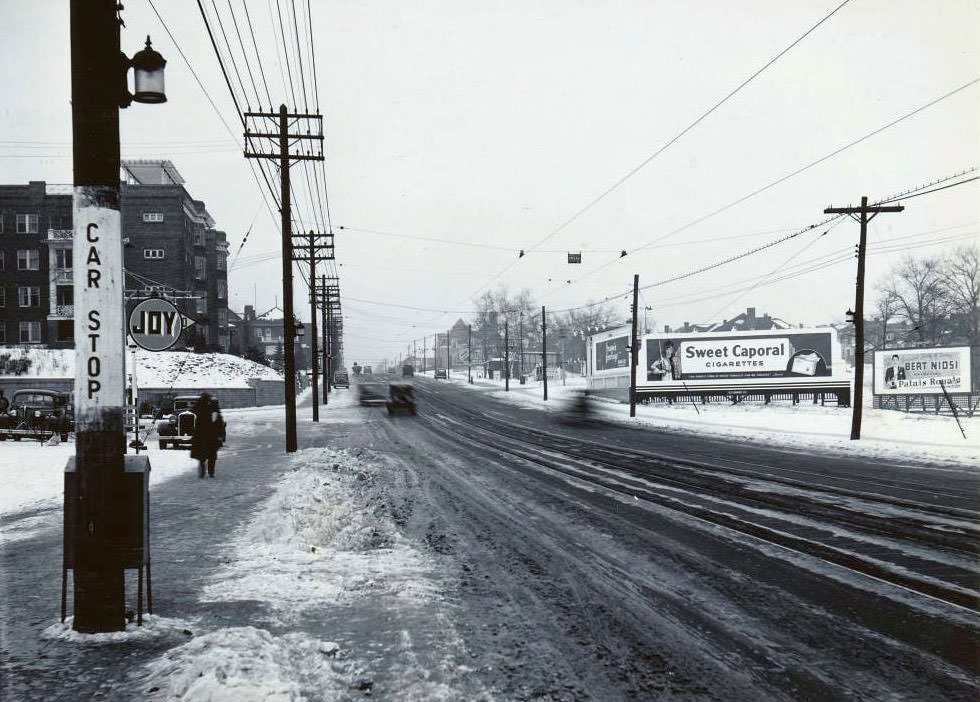 2001 Bloor Street West, looking west. That's the roof of the Runnymede library in the centre background, 1937