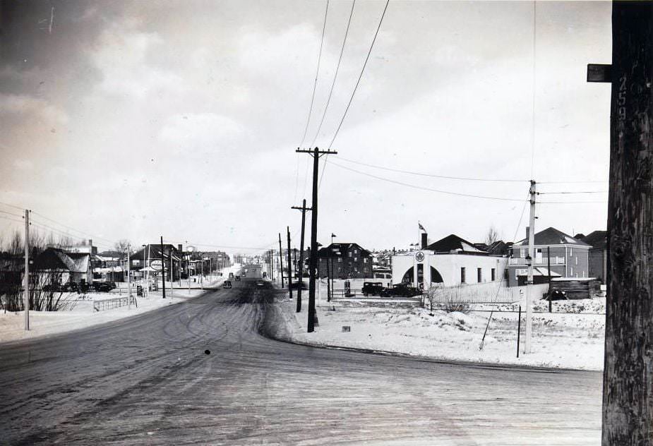 Avenue Road & Oxton looking north. Imperial station is now Esso & Supertest is now Husky, 1937