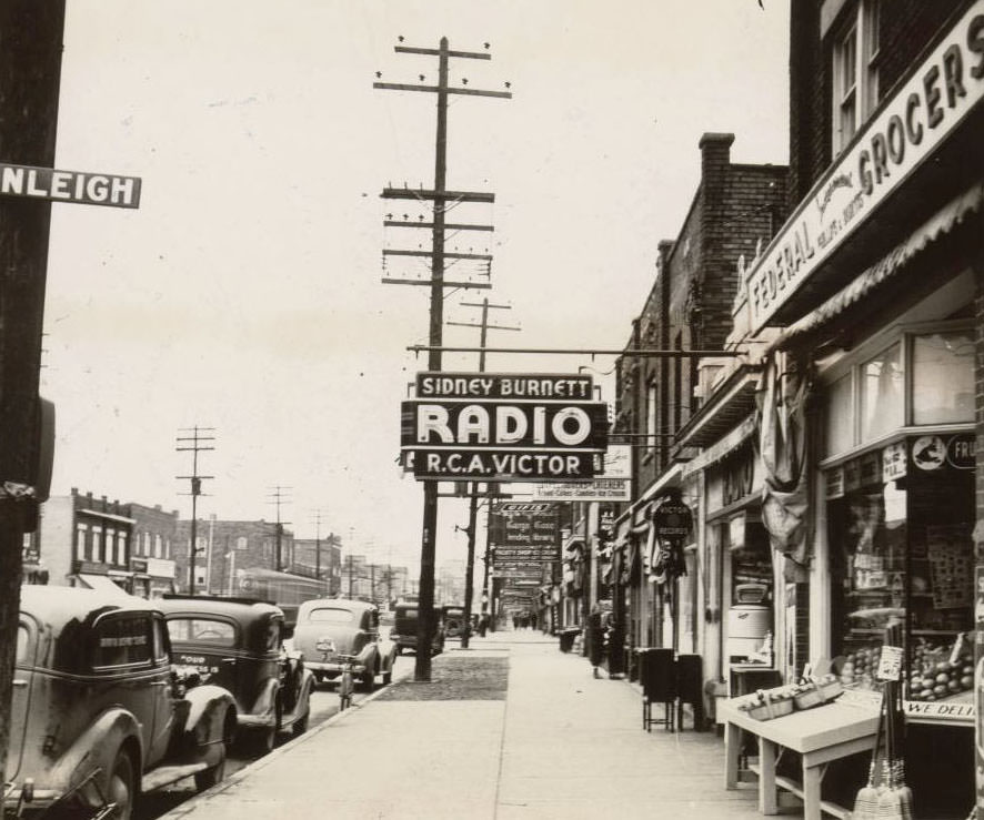 Yonge Street, east side, at Ranleigh Avenue looking north, 1939