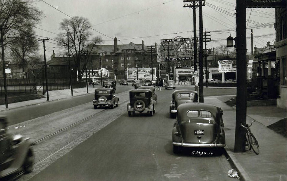 Looking north on Bay towards Davenport, 1939