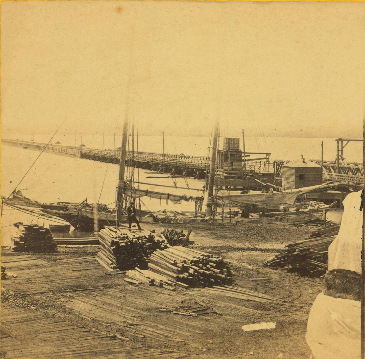 Over the Potomac River at Long Bridge, Washington, D.C., 1860s