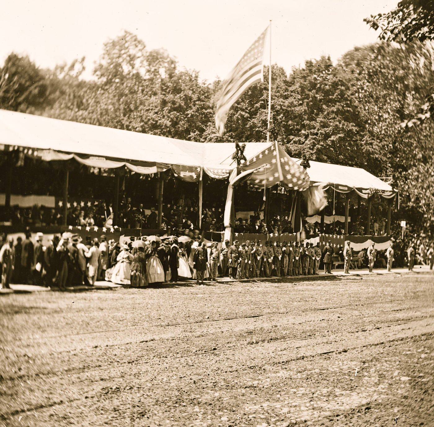 The grand review of the Army. Presidential reviewing stand, Washington, D.C., 1865