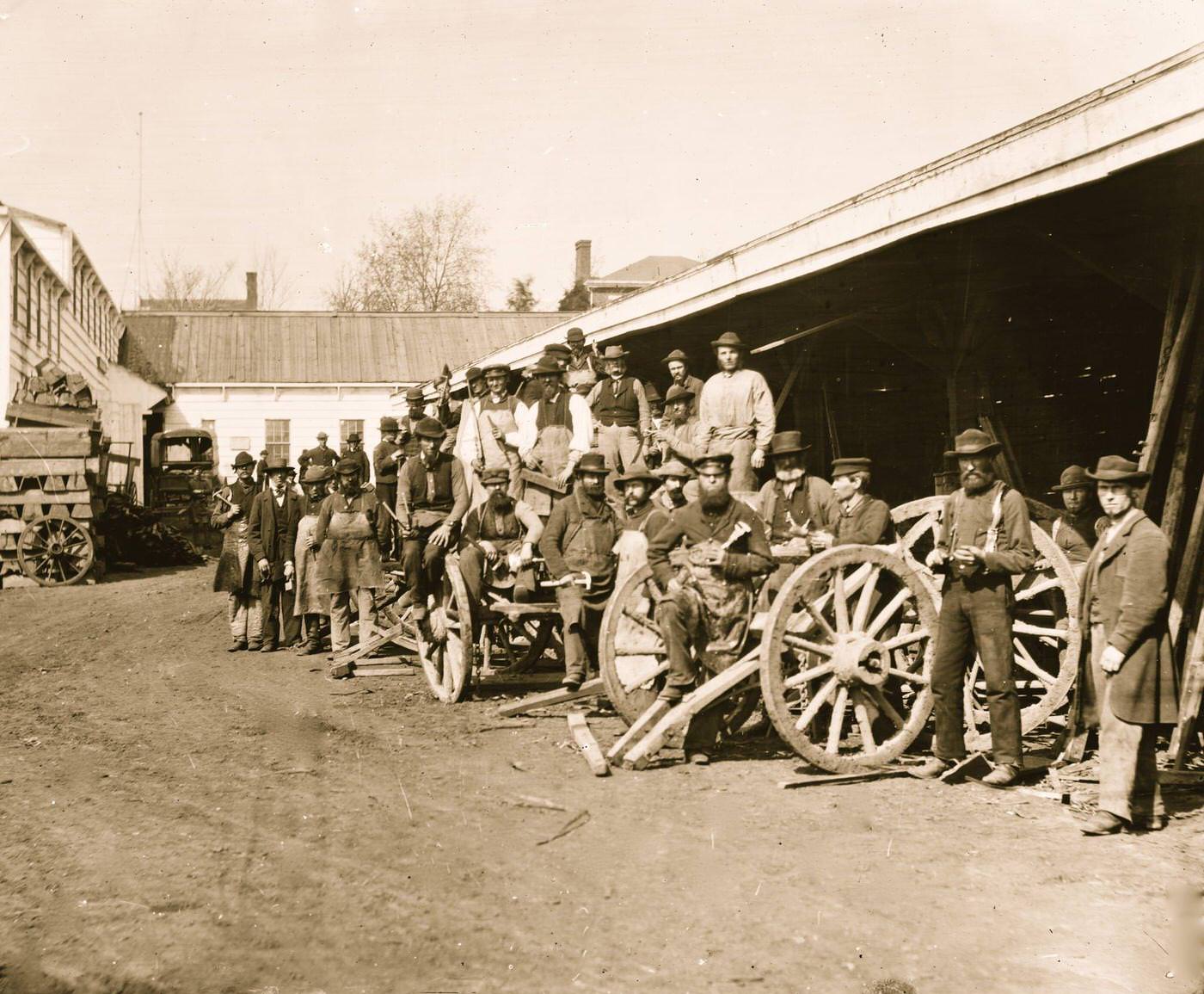 Government repair shops. Wheelwright shop, Washington, D.C., 1865