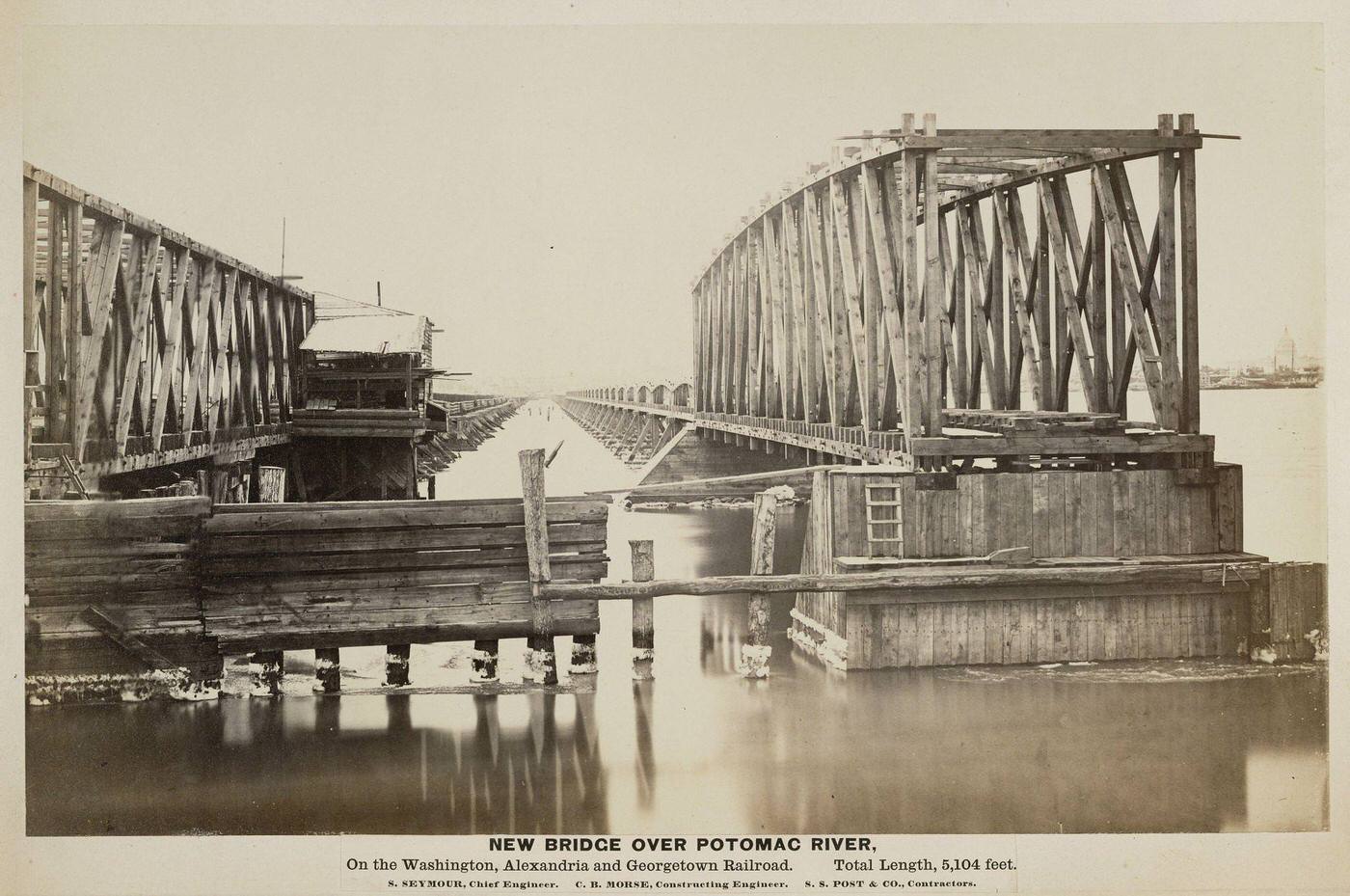 New Bridge over Potomac River. On the Washington, Alexandria and Georgetown Railroad, 1864