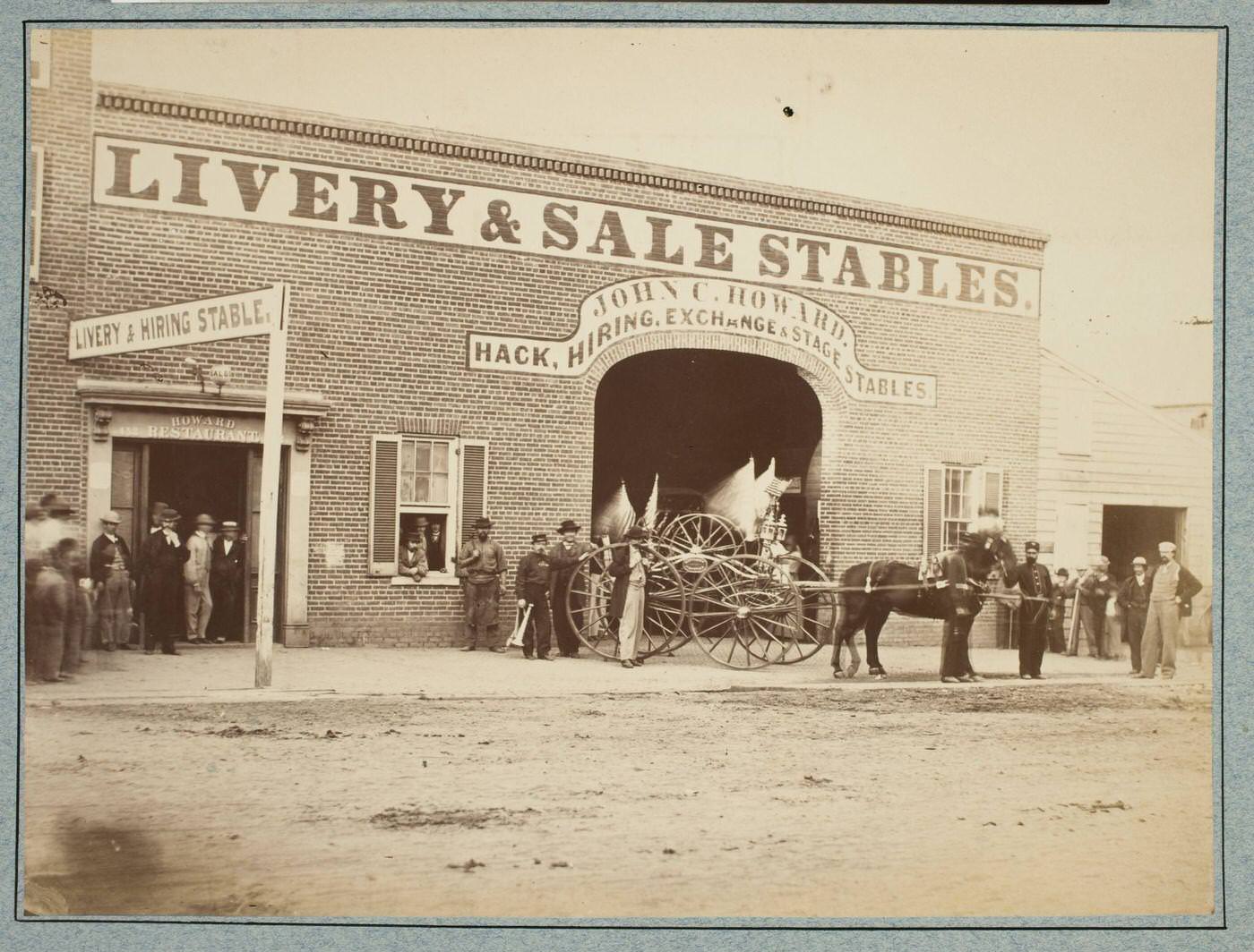 Exterior view of Howard's Stable in Washington, D.C., 1865