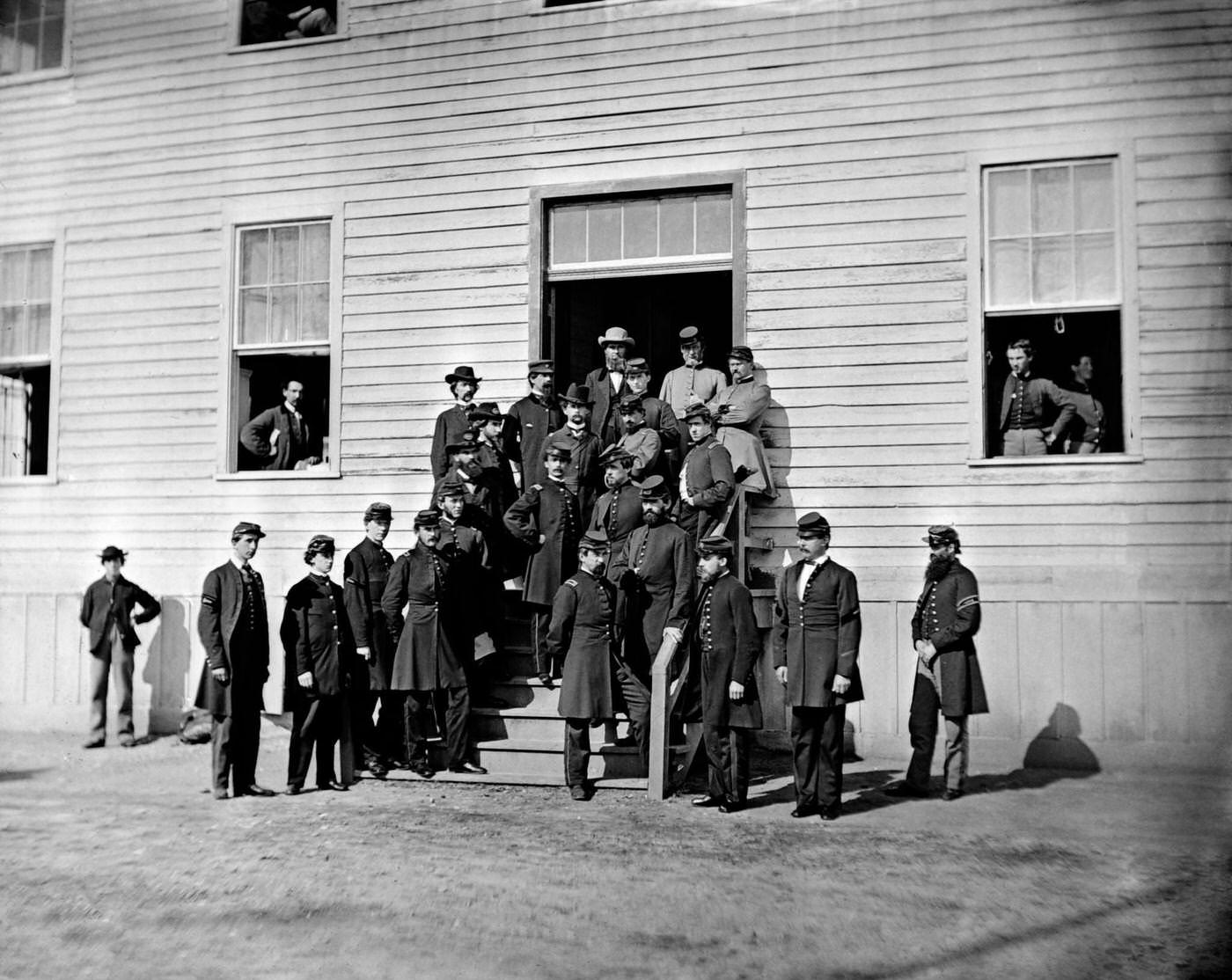 Surgeons at Harewood Hospital in Wasington DC during the American Civil War, 1865.