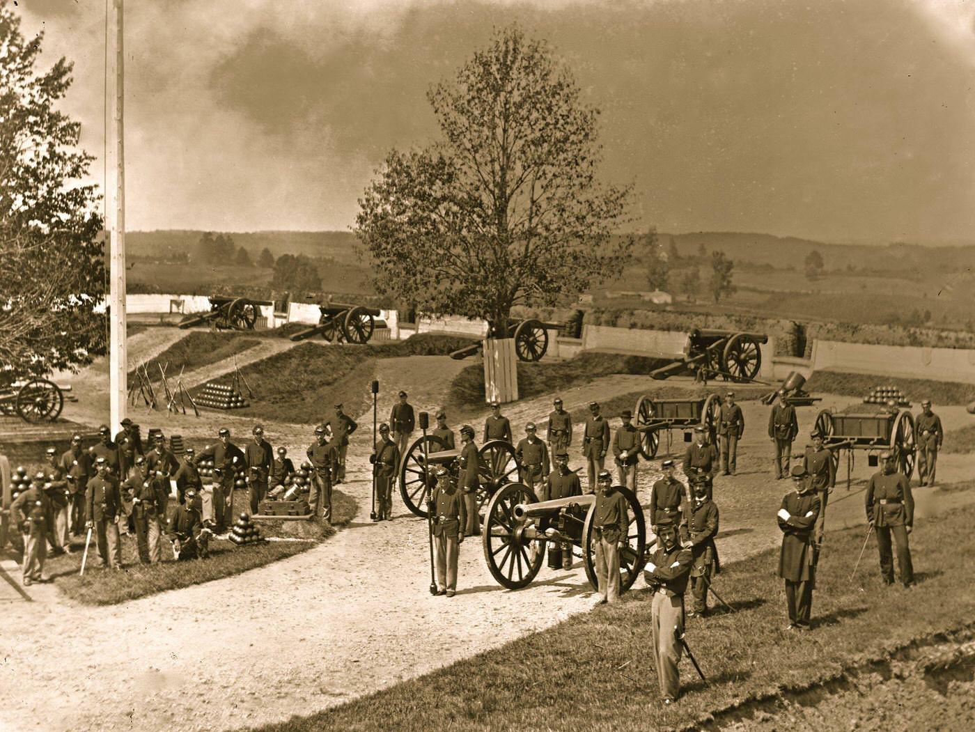 Troops of Company F, 3rd Regiment Massachusetts Heavy Artillery at Fort Stevens, Washington, D.C., 1865