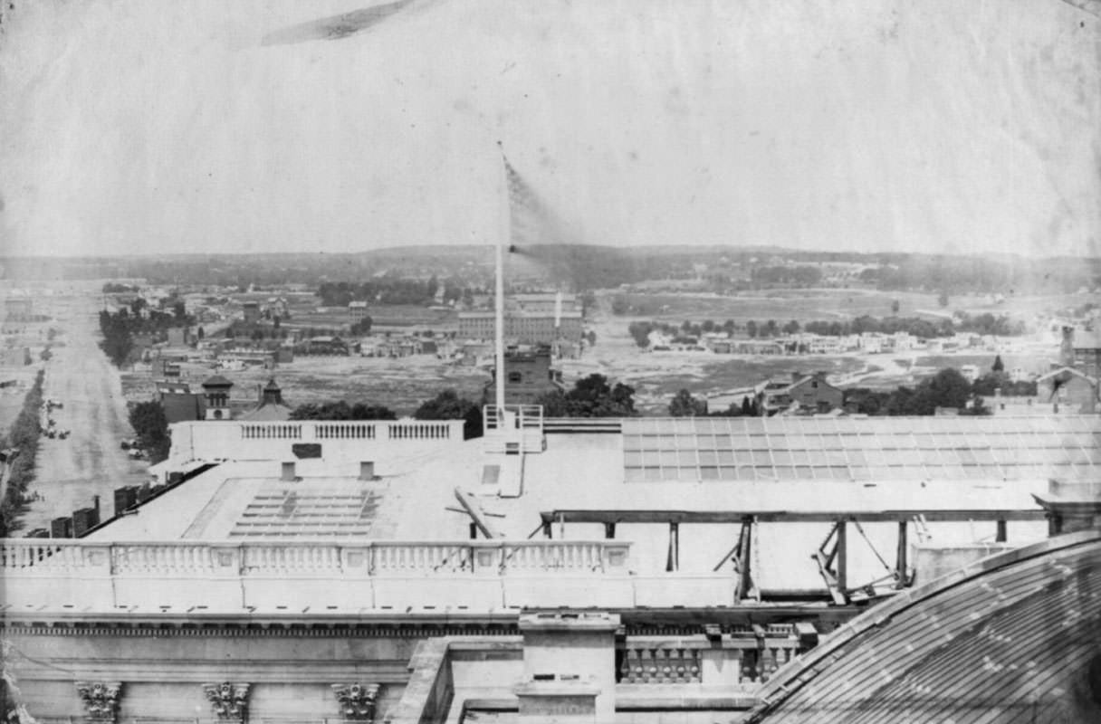 View, looking N. from Capitol roof, Washington, D.C., 1861