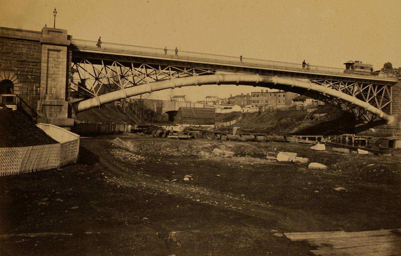 View of the aqueduct bridge, in Georgetown, Washington, DC, 1863