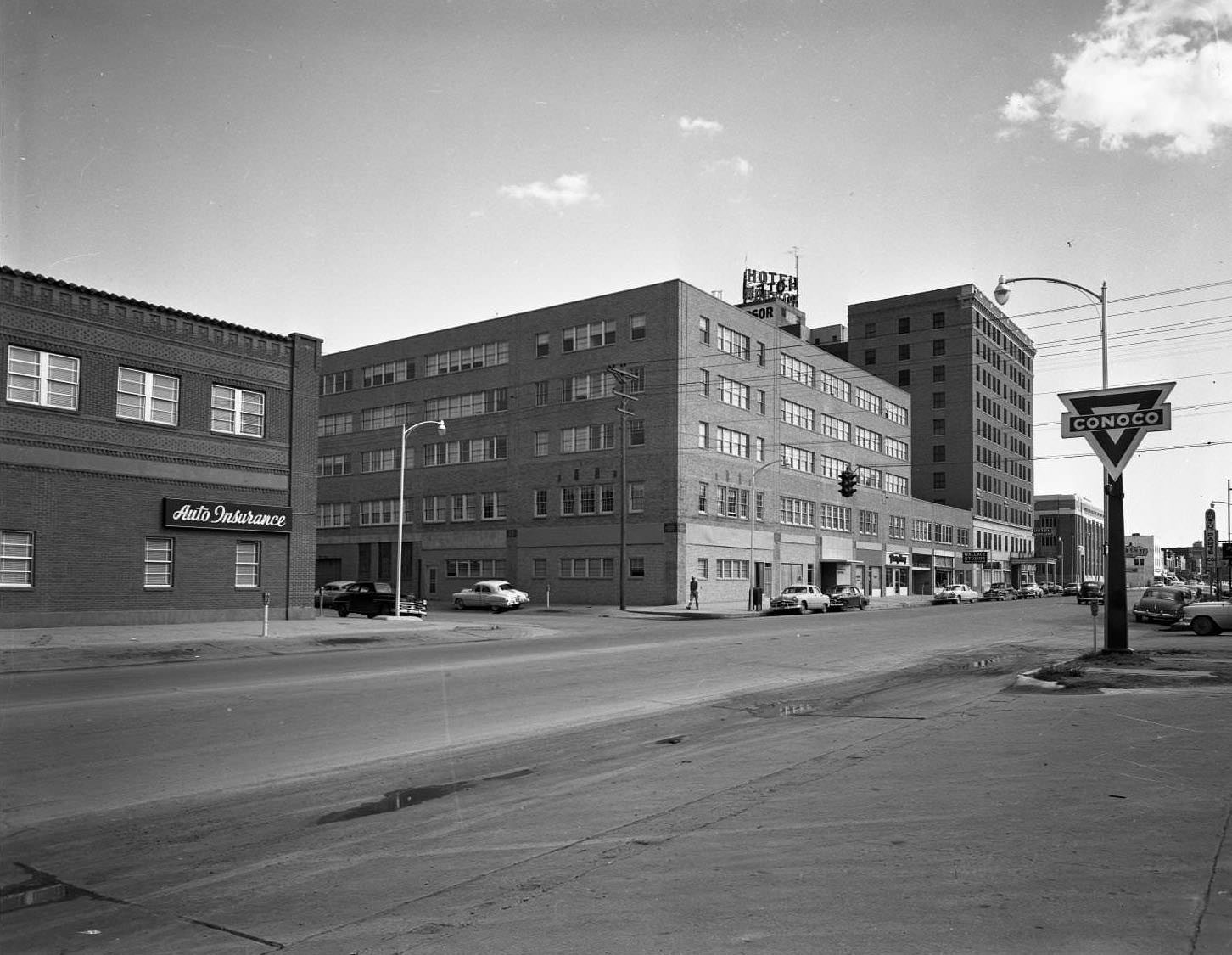An area near the Windsor Hotel in Abilene, 1955