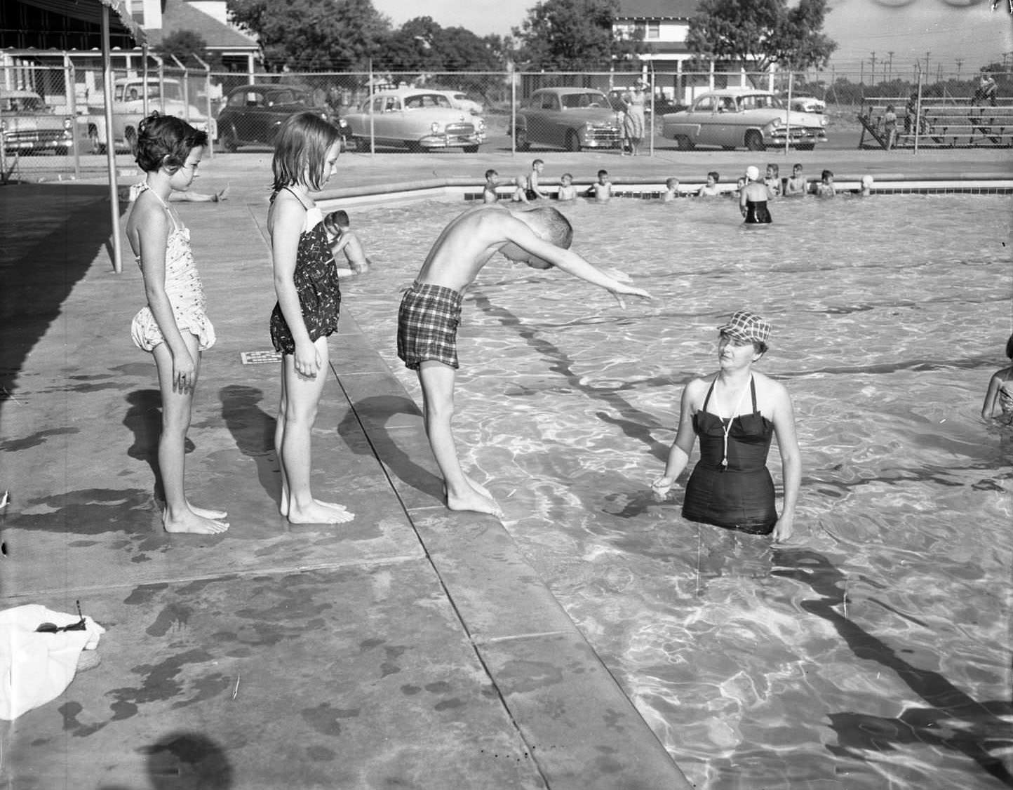 The opening day for the Veterans of Foreign Wars pool on First Street in Abilene, Texas, 1956
