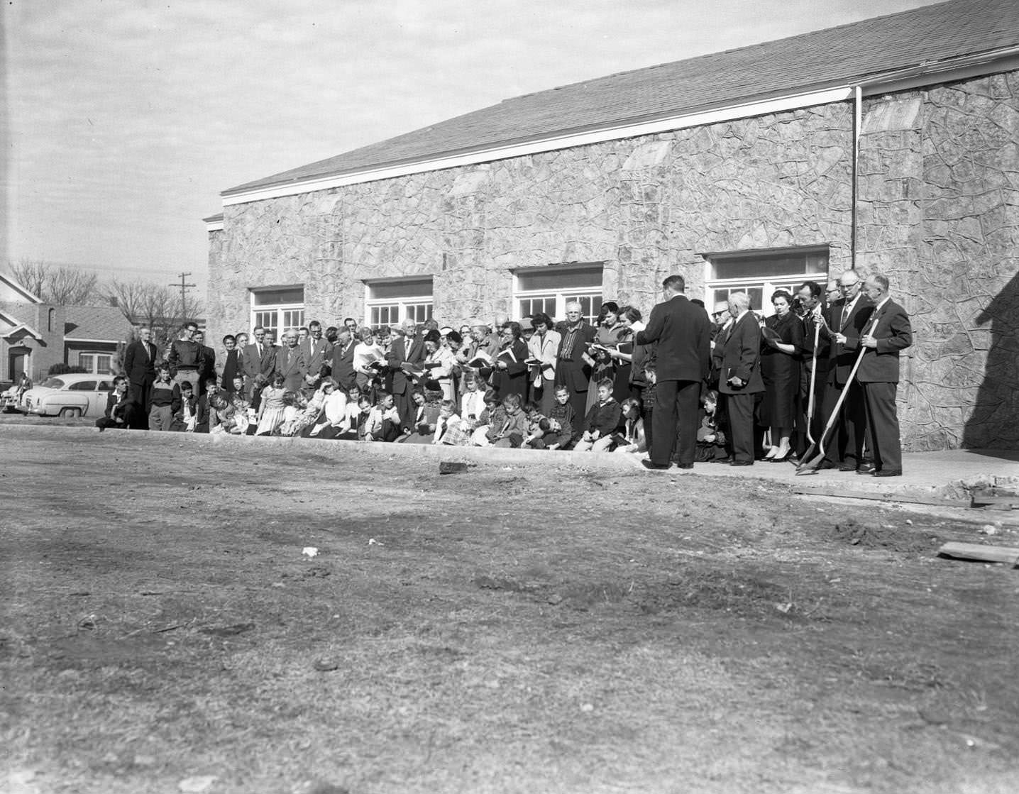 Groundbreaking for Evangelical Methodist, 1956