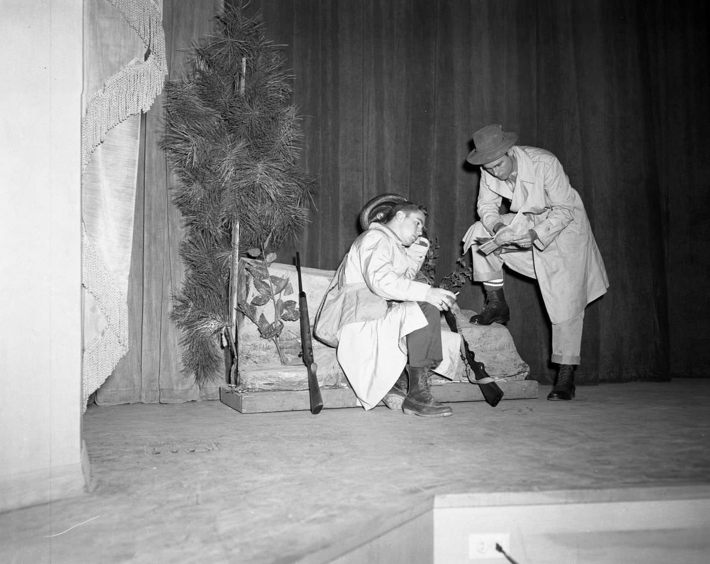 Two students in costumes for a play at Abilene High School, 1958.