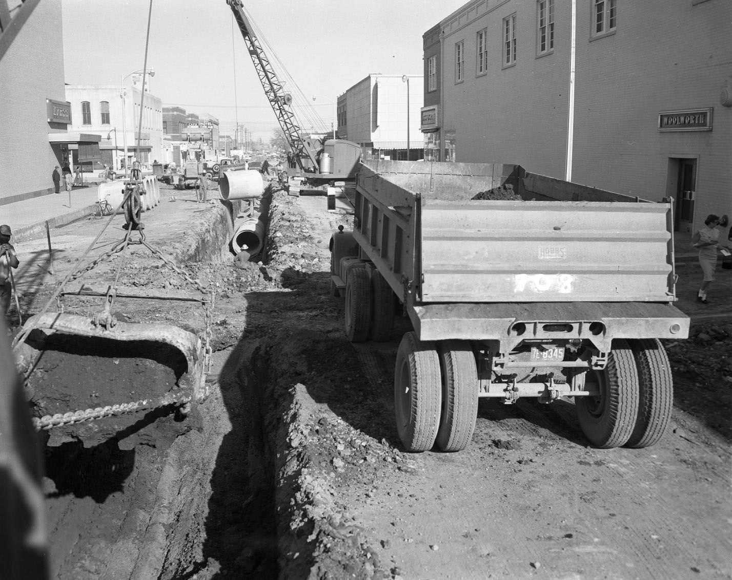 Laying Storm Sewers in Downtown Abilene, 1959