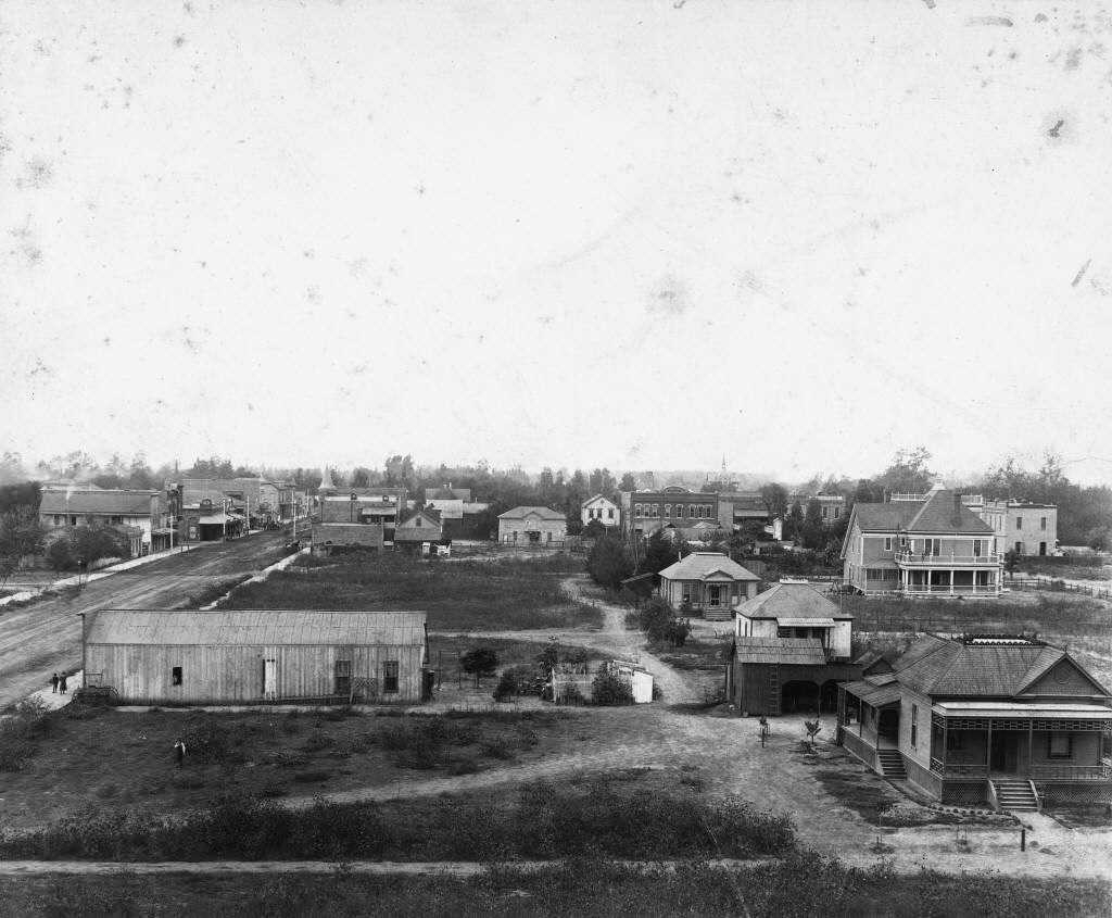 Elevated View of Center Street, Looking West, Anaheim, 1891