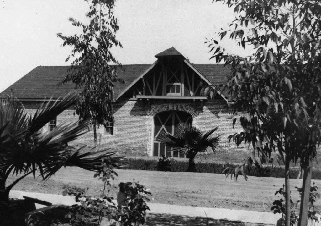 The front elevation of the Clementine and August Langenberger distillery or winery; located on the Langenberger ranch on Sycamore Street, Anaheim, 1897