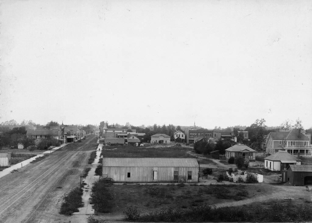 Elevated View of Center Street, Anaheim, Looking West, 1892