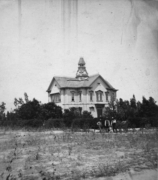 Anaheim Central School, built on site for $1500. in 1877 located at 231 East Chartres Street, Anaheim.