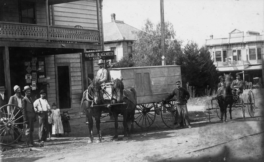 Fred Pressel's Wagon & Blacksmith Shop, 1890