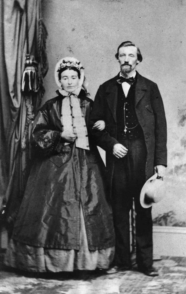 Portrait of John P. Zeyn and his wife, Sophia Menke taken in San Francisco prior to their move to Anaheim with the original Los Angeles Vineyard Society in 1859
