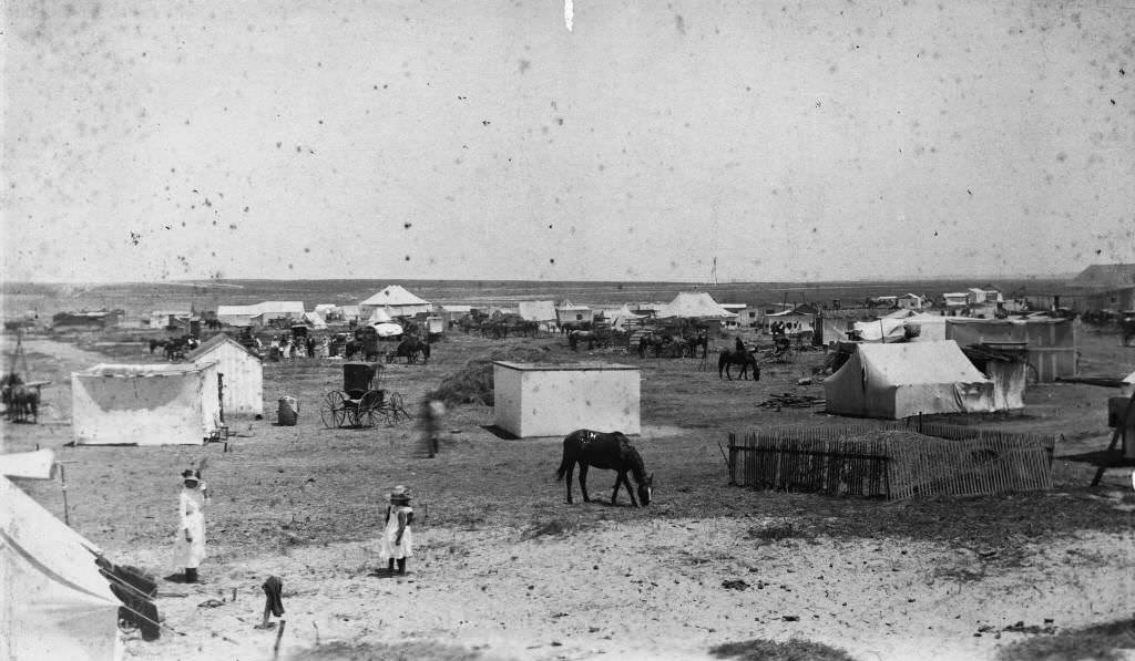 "Anaheim Landing about 1888" and "Mrs. R. Seward."Anaheim Landing, located at the NE corner of Seal Beach Blvd. and Electric Ave, 1888