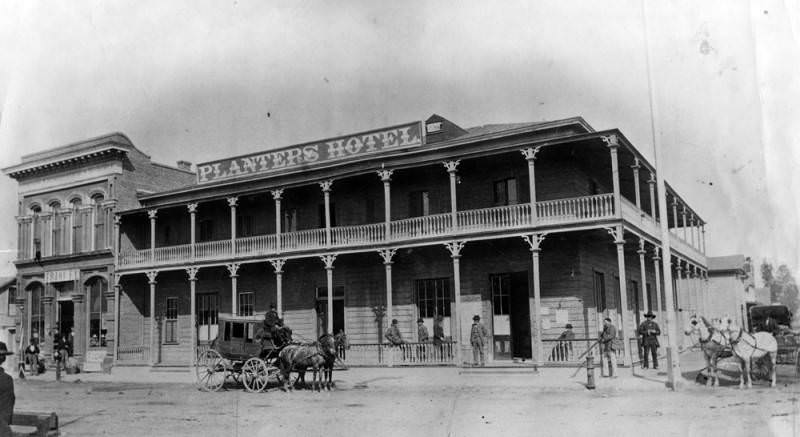 The Planters Hotel at the northeast corner of Center and Los Angeles Streets, Anaheim in 1882.