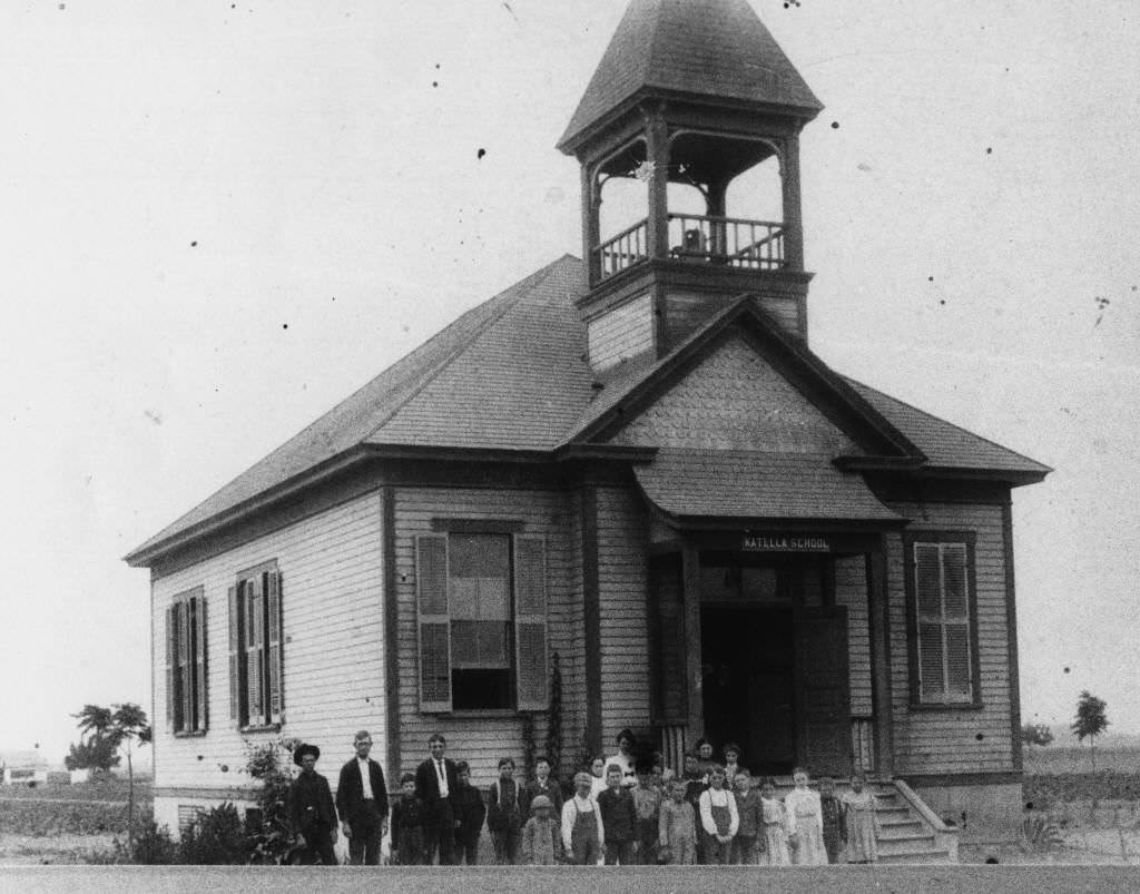 Katella School, a grade school, was located at the southwest corner of Katella and West Streets, Anaheim, 1896